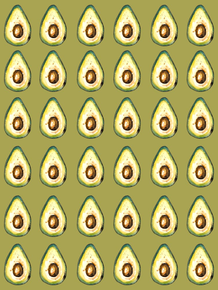 Avocado Green Illustration Watercolour Kitchen