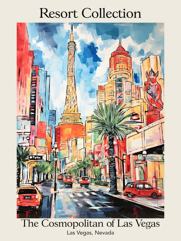 Poster Of The Cosmopolitan Of Las Vegas   Las Vegas, Nevada   Resort Collection Storybook Illustration 2