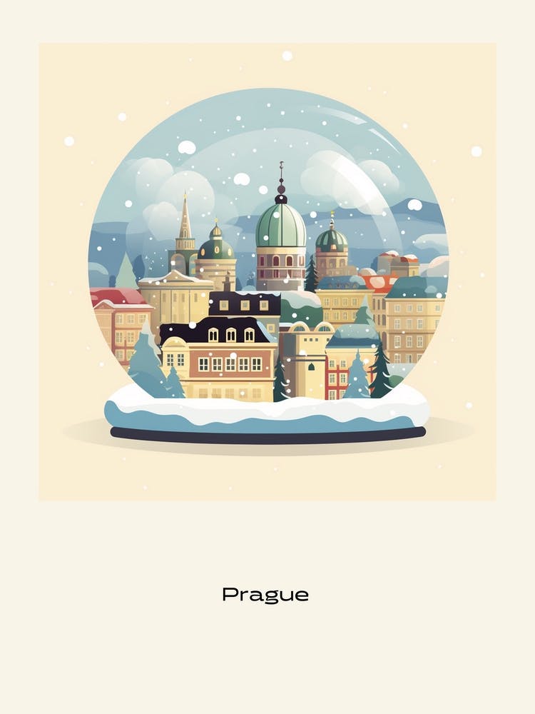 Prague Czech Republic 2 Snowglobe Poster