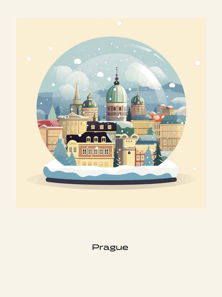 Prague Czech Republic 2 Snowglobe Poster