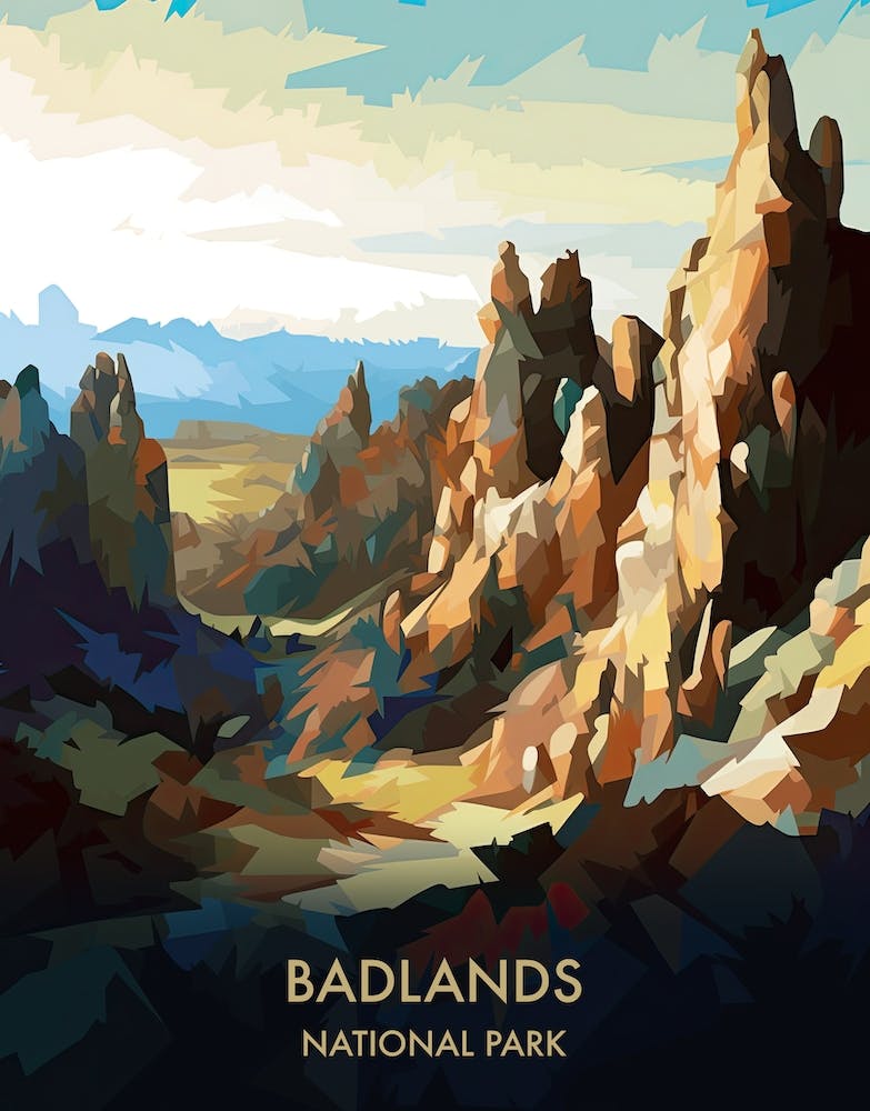 Badlands National Park Travel Poster Illustration Style 2