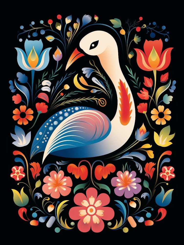 Folk Bird Illustration Swan 6