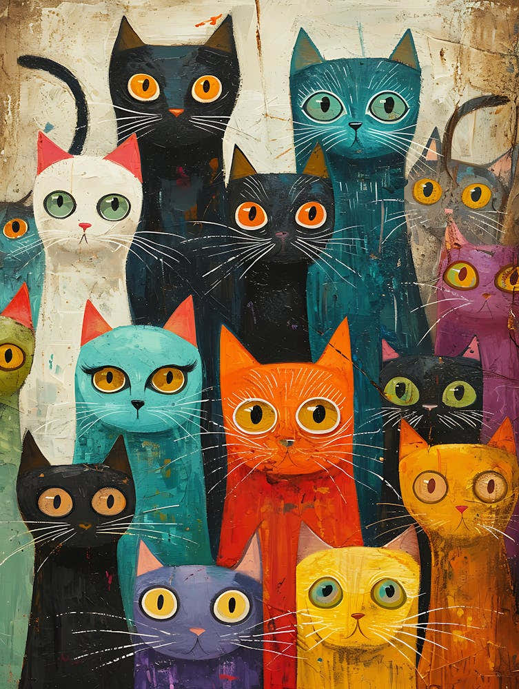 Beautiful Painting Funky Cats 13