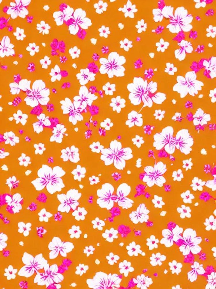 Orchid Floral Print Warm Tones 1 Flower