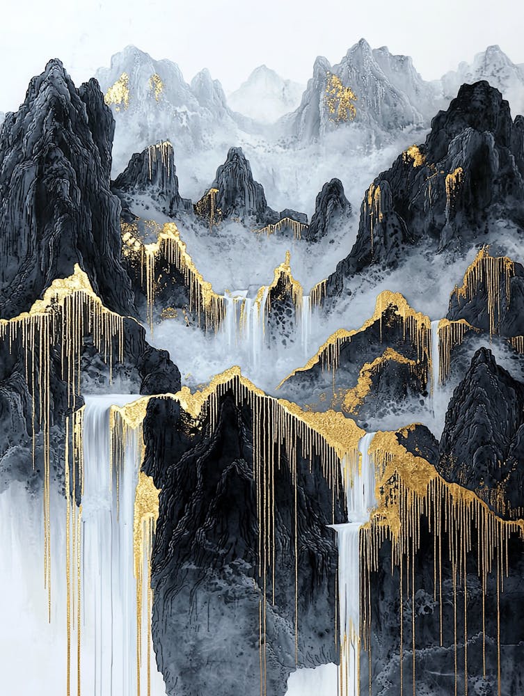 Alps Golden Peaks - Textured Modernism