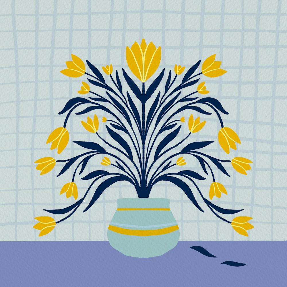 Tulips - blue and yellow