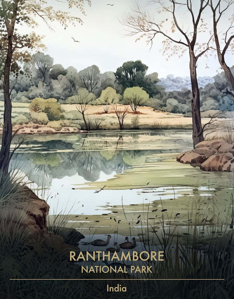 Ranthambore National Park India Watercolour 4