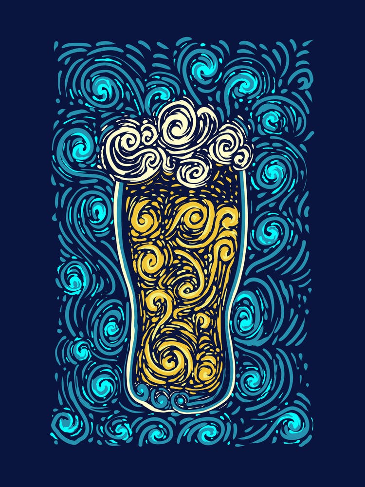 Arts and Crafts - Beer | Van Gogh | Beer Lover | Painting Beer | Funny | Drinking | Starry Night