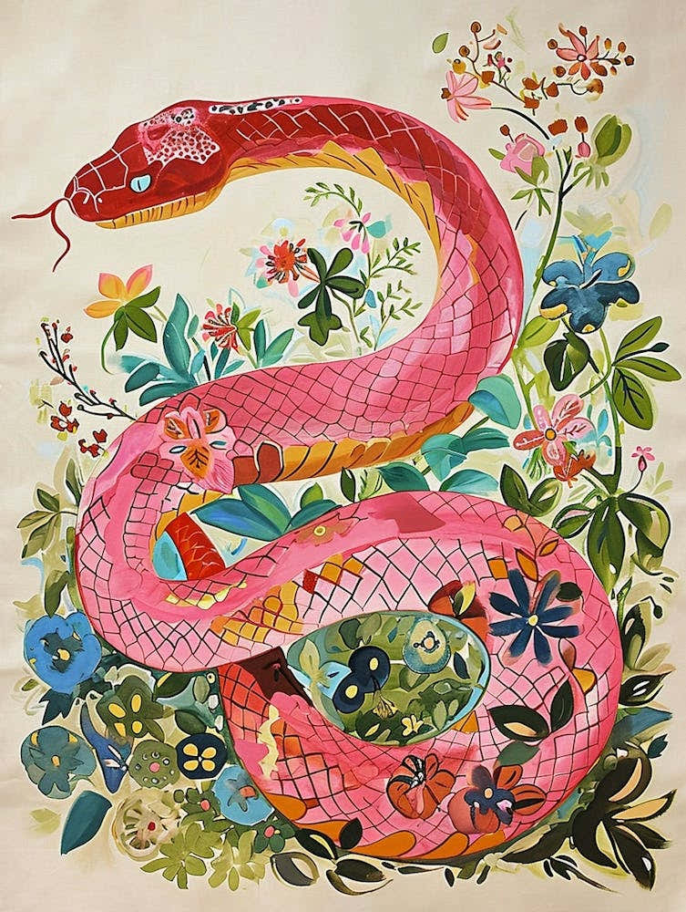 Floral Animal Painting Snake 3