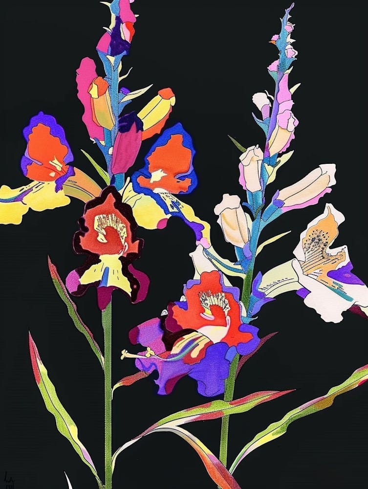 Neon Flowers On Black Snapdragon 3