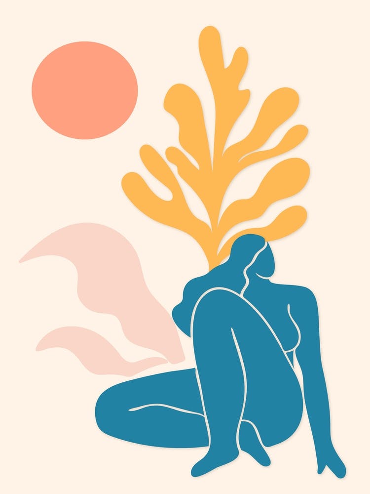 Woman Sitting Under a Tree Matisse Style