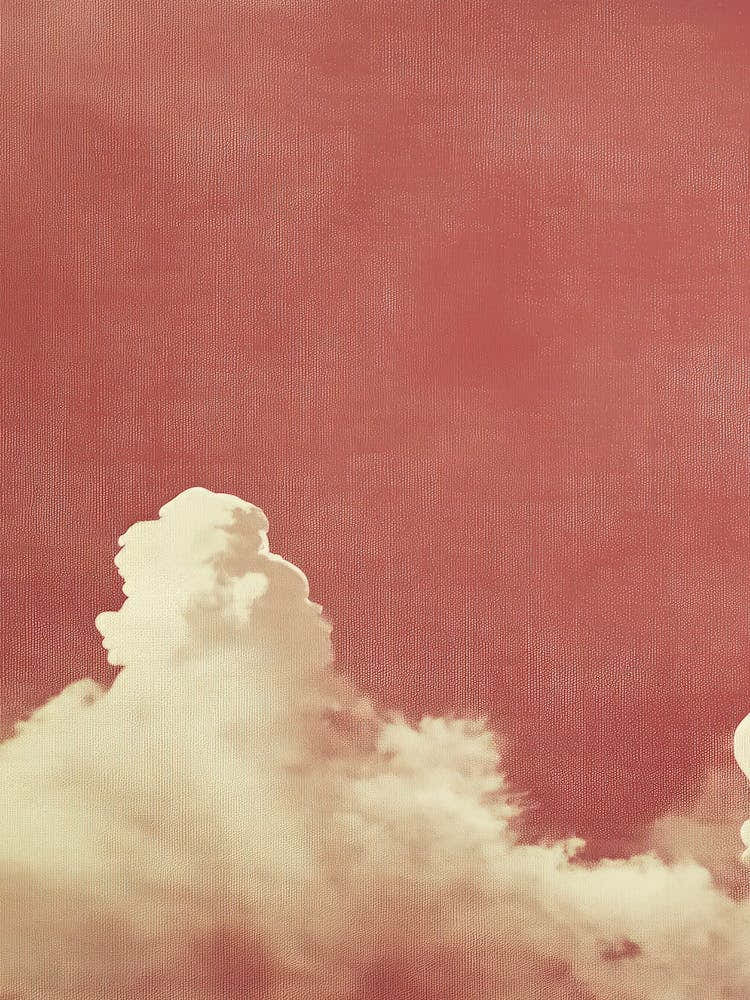 Cloud Wall Art Painting Burgundy Red Sky Print Detail A