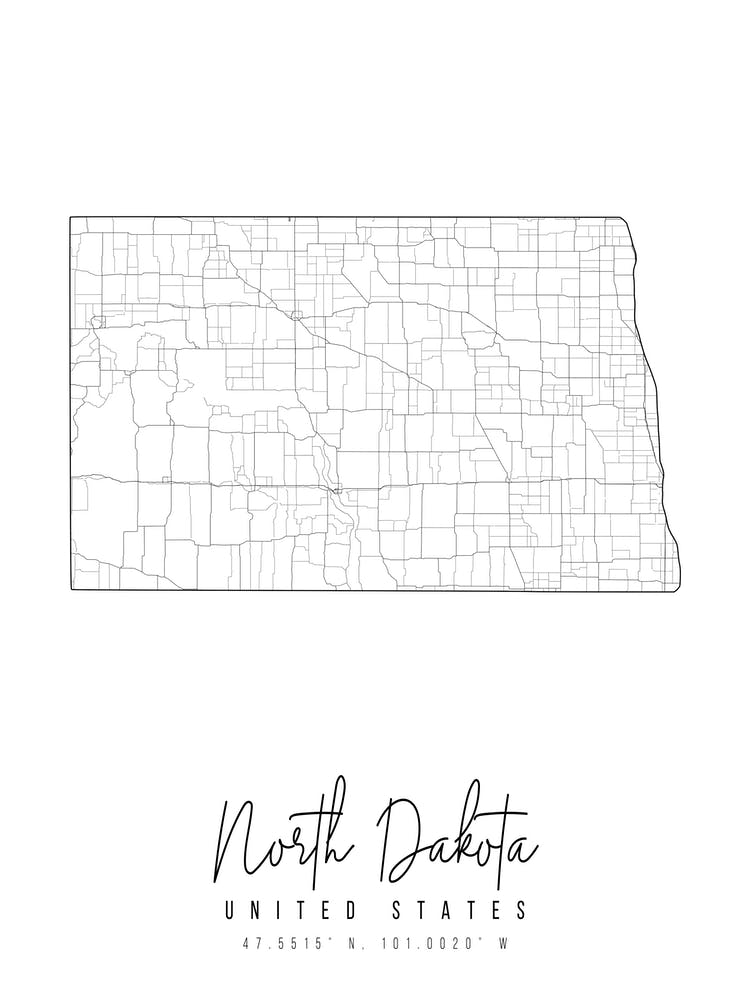 North Dakota Minimal Street Map