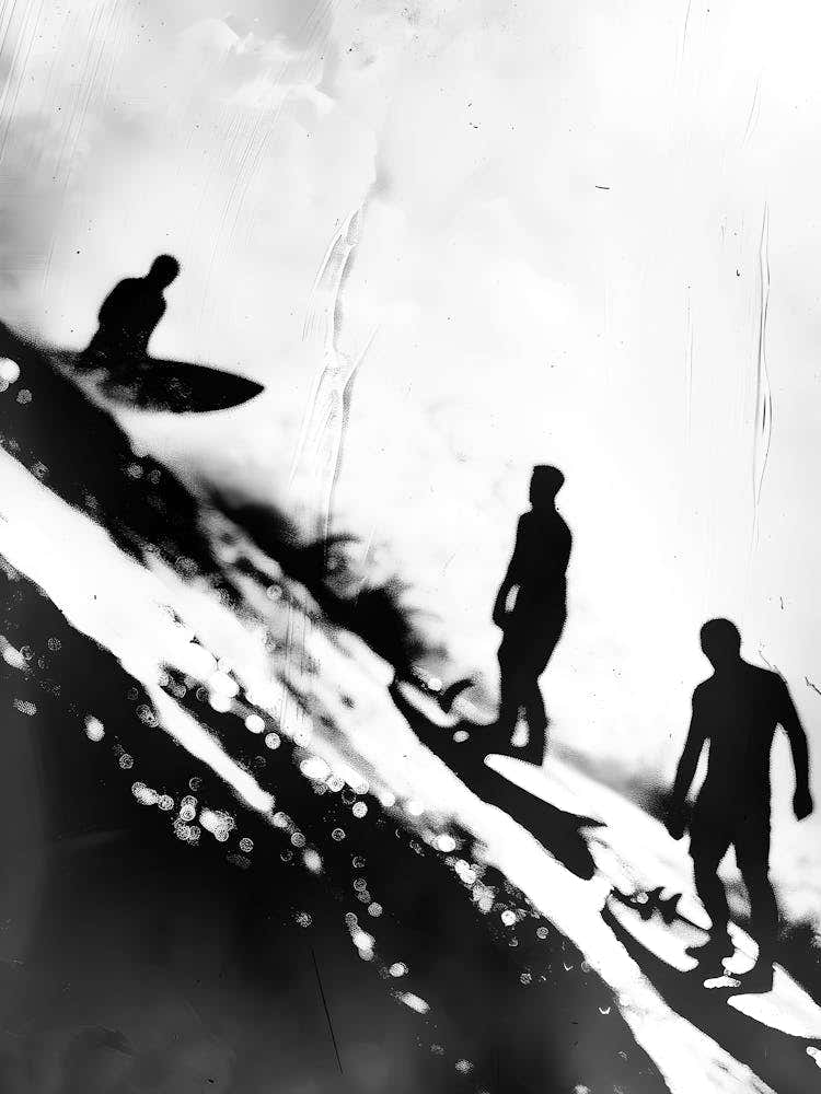 Silhouettes Of Surfers