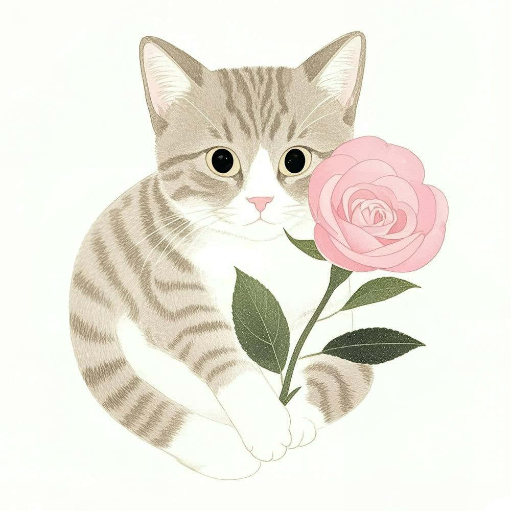 Cat With Rose 2