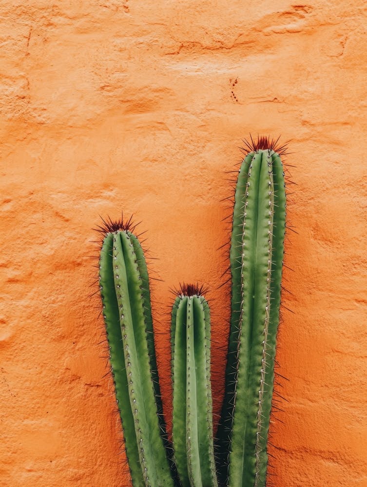 Cactus On An Orange Wall