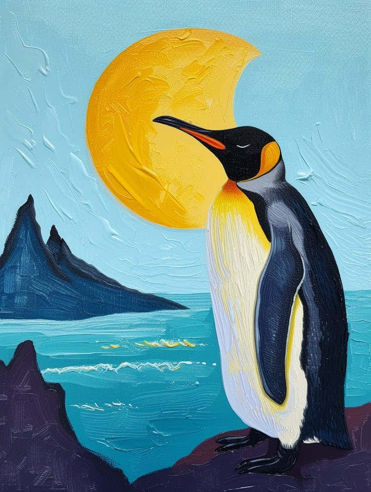 King Penguin Half Moon Island Colour Block Painting 1