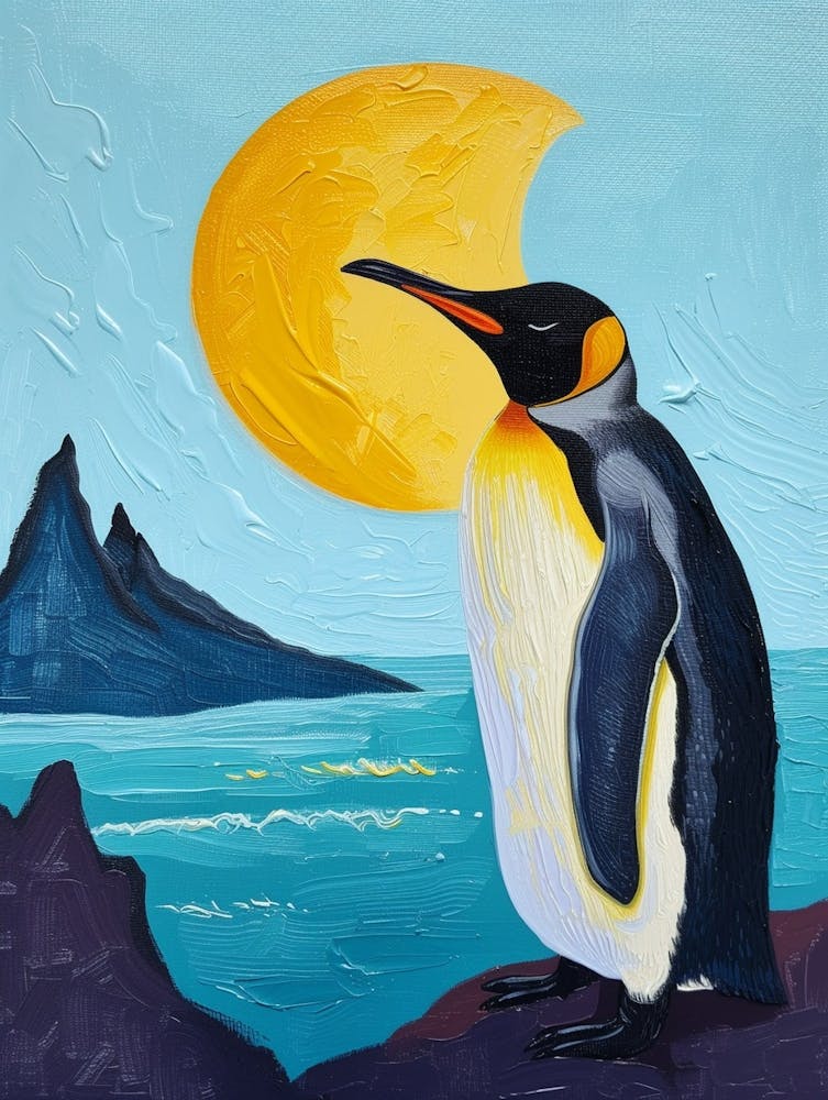 King Penguin Half Moon Island Colour Block Painting 1
