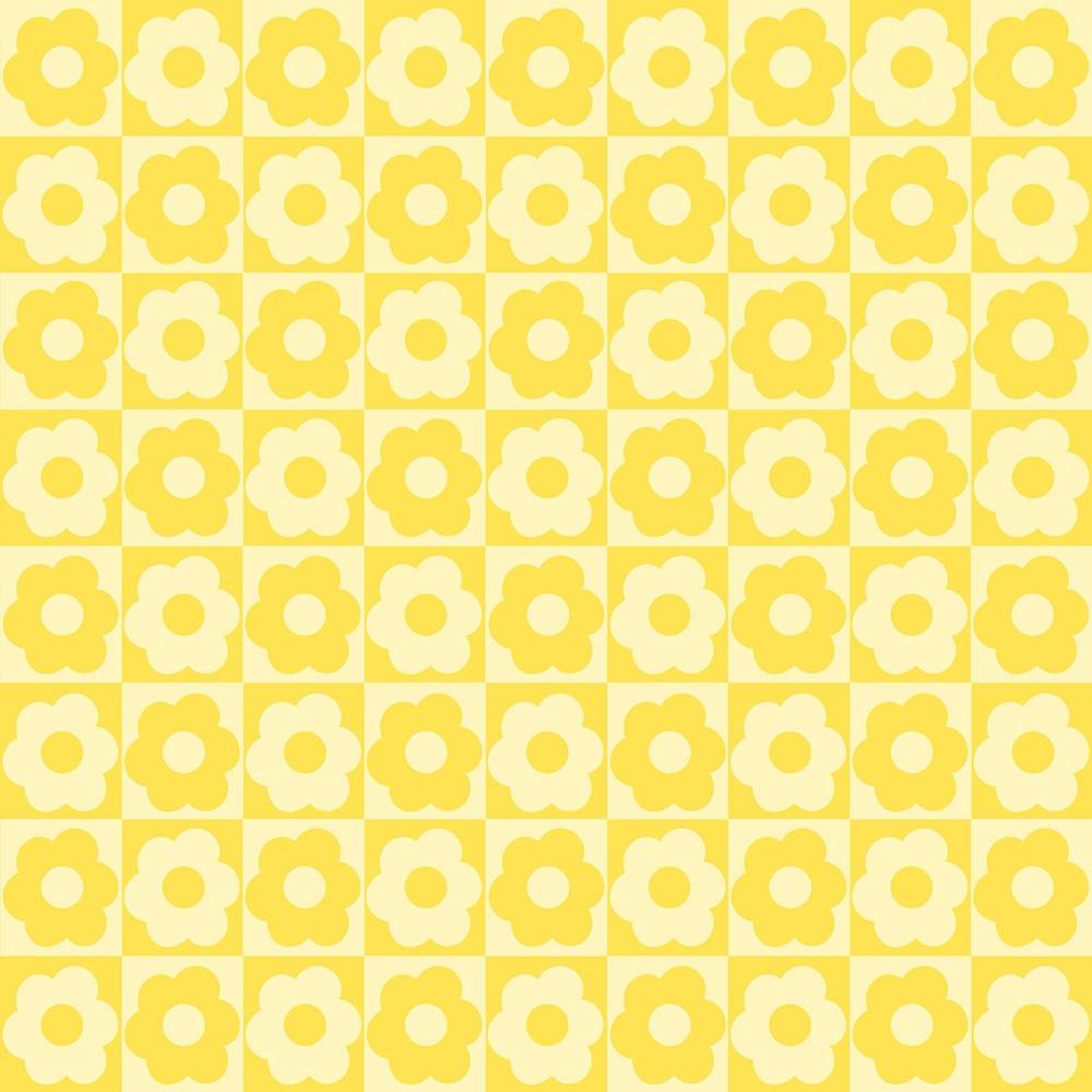 Floral Checker Yellow Square