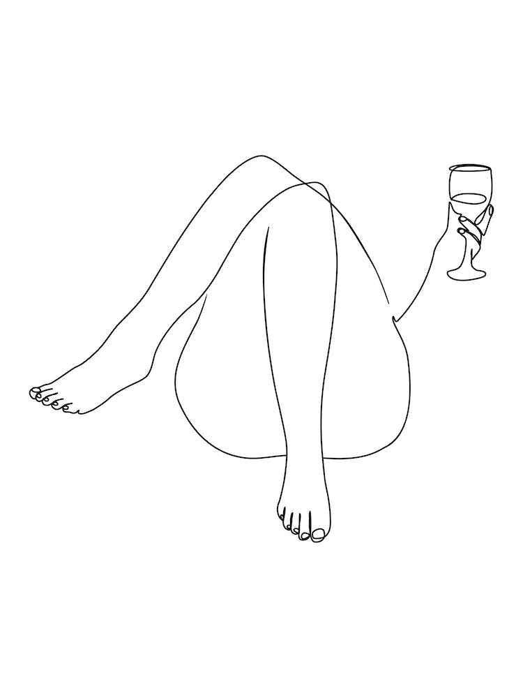 Woman and Wine One Line Drawing