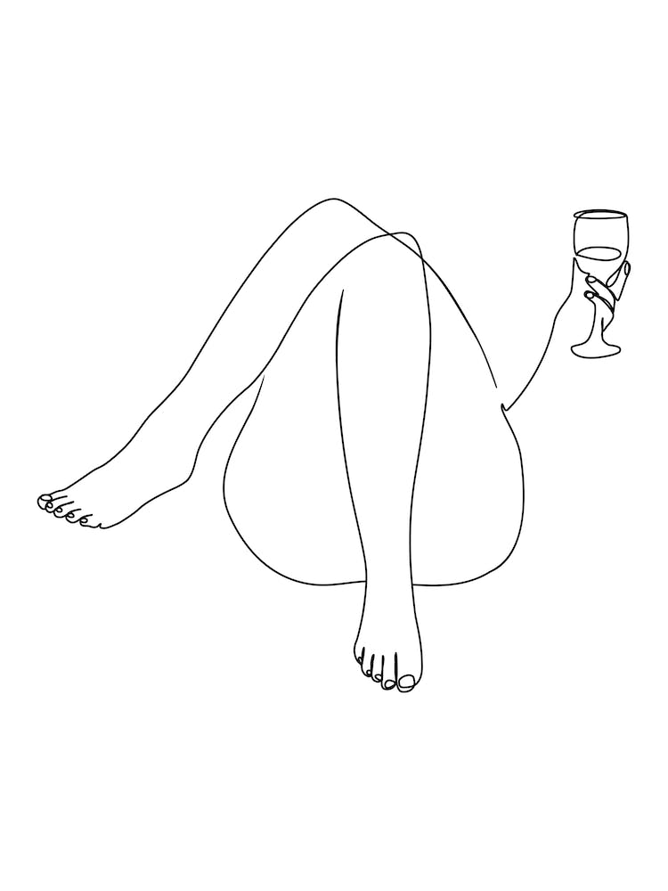 Woman and Wine One Line Drawing