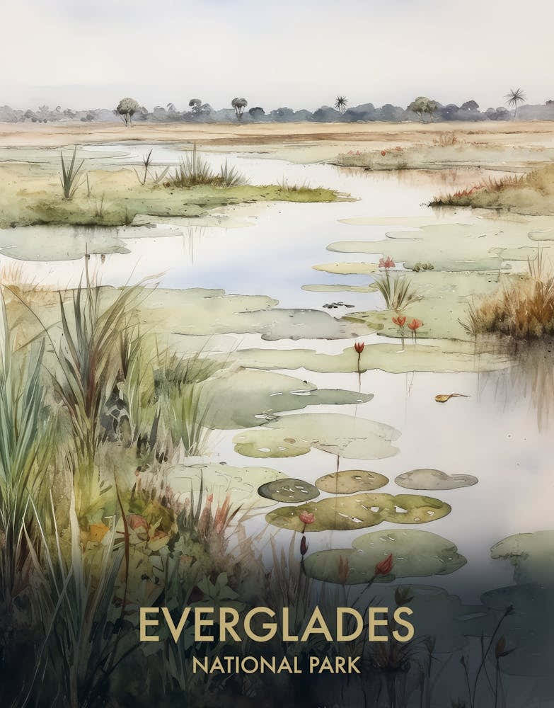 Everglades National Park Watercolour Vintage Travel Poster 4