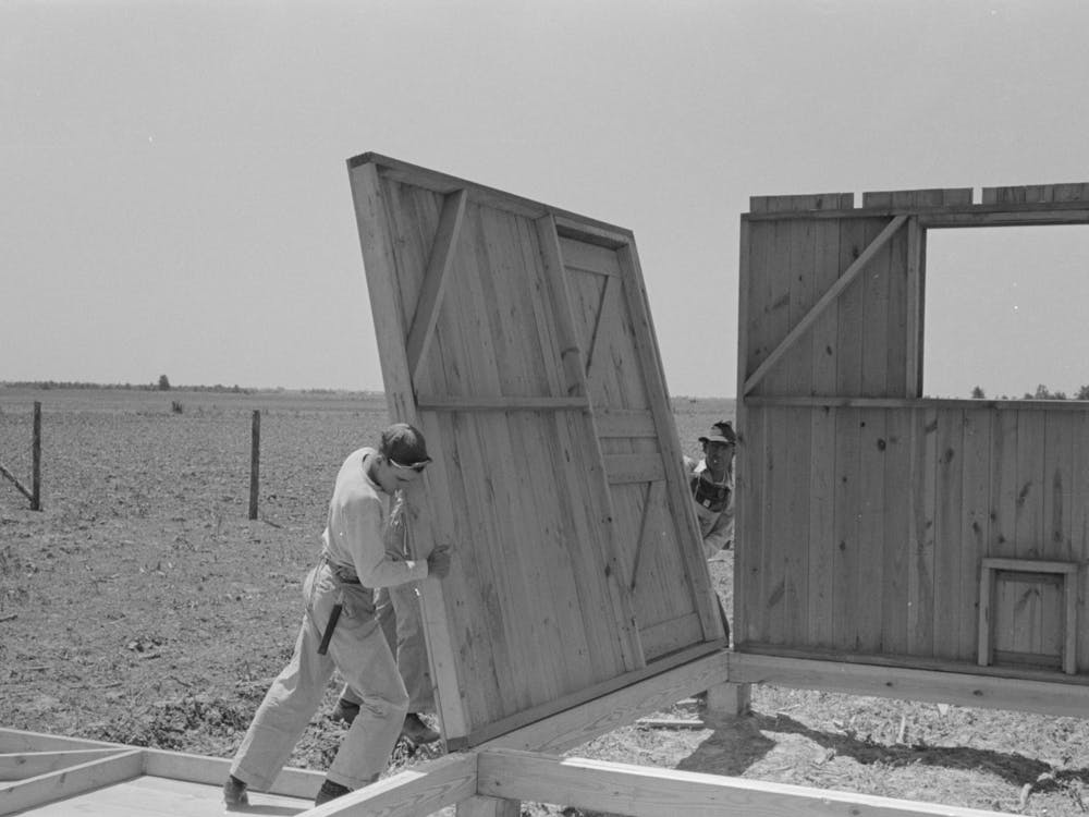 Barn Erection, Raising Panel To Sill, Southeast Missouri Farms Project By Russell Lee