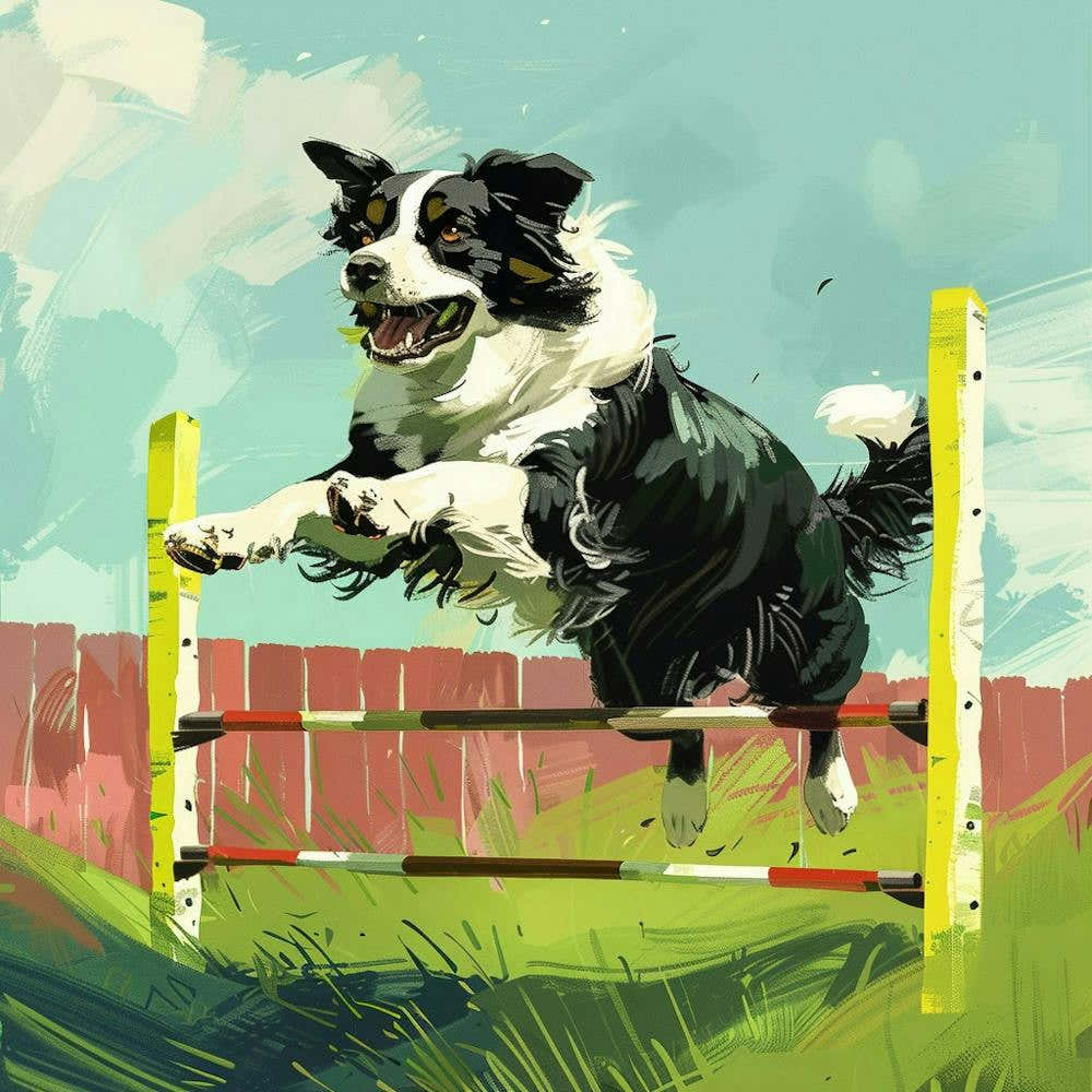 Border Collie Jumping Over An Obstacle