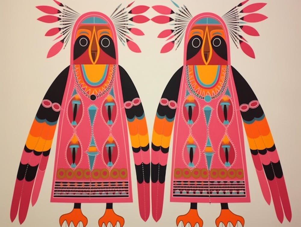King Penguin Folk Style Animal Illustration
