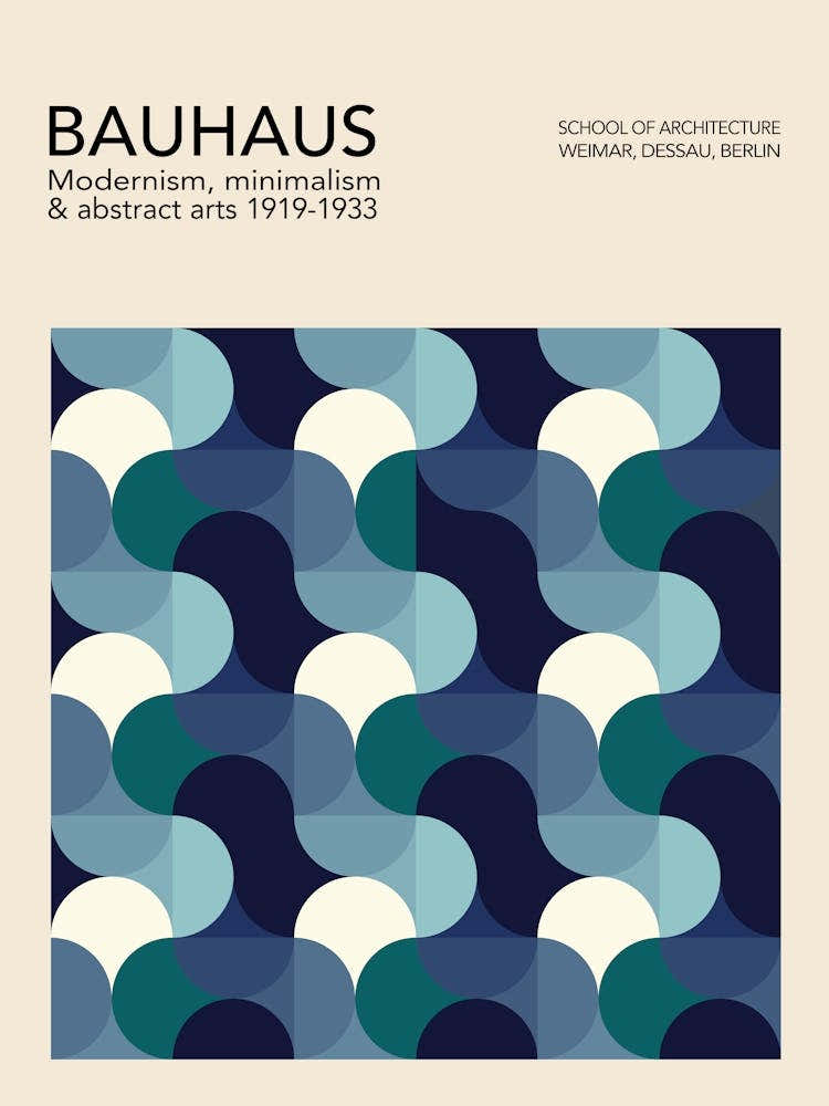 3x4 Modernist Blue Bauhaus Poster