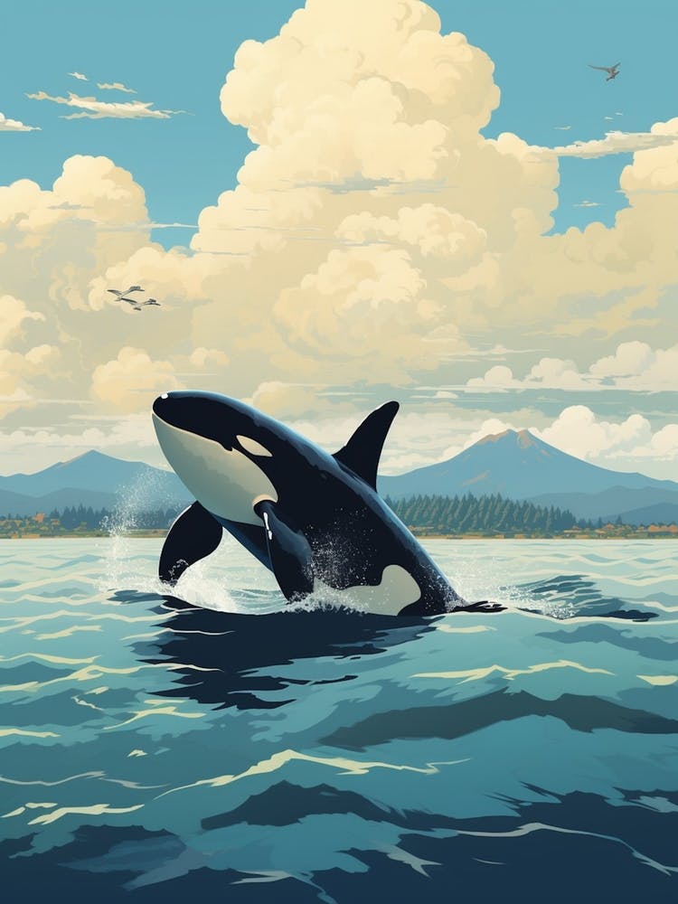 Modern Blue Graphic Design Style Orca Whale  1