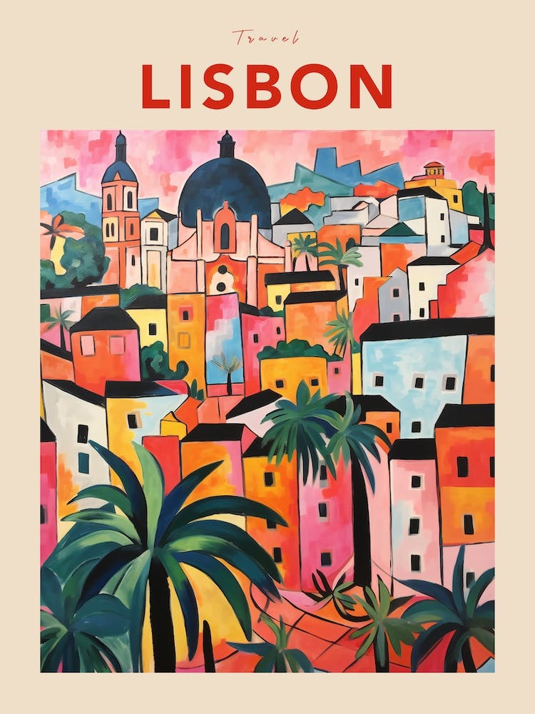 Lisbon Portugal Fauvist Travel Poster