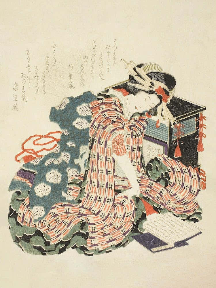 Young Woman Reading The Pillow Book