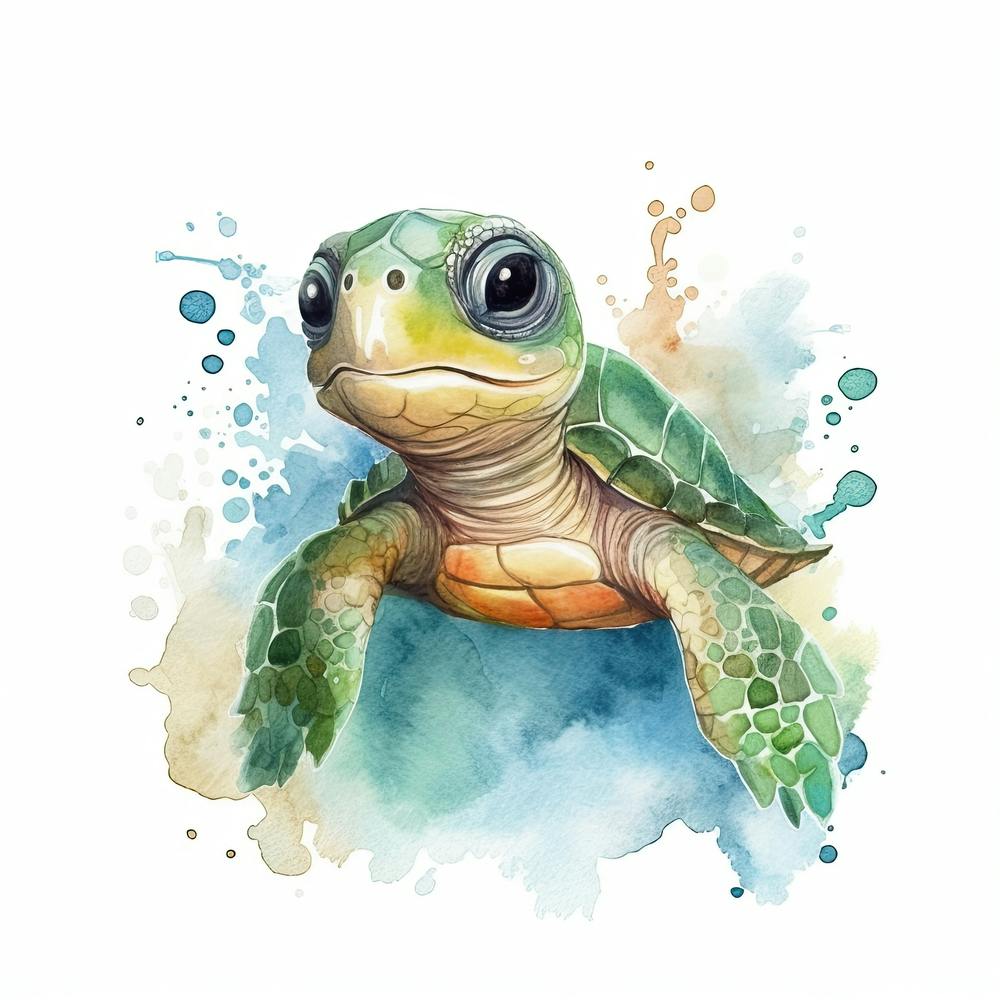 Baby Sea Turtle Watercolour 1