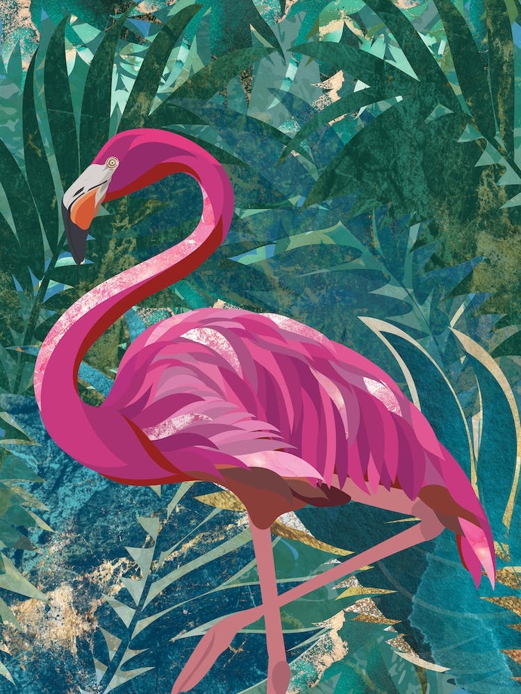 Pink Flamingo in Jungle