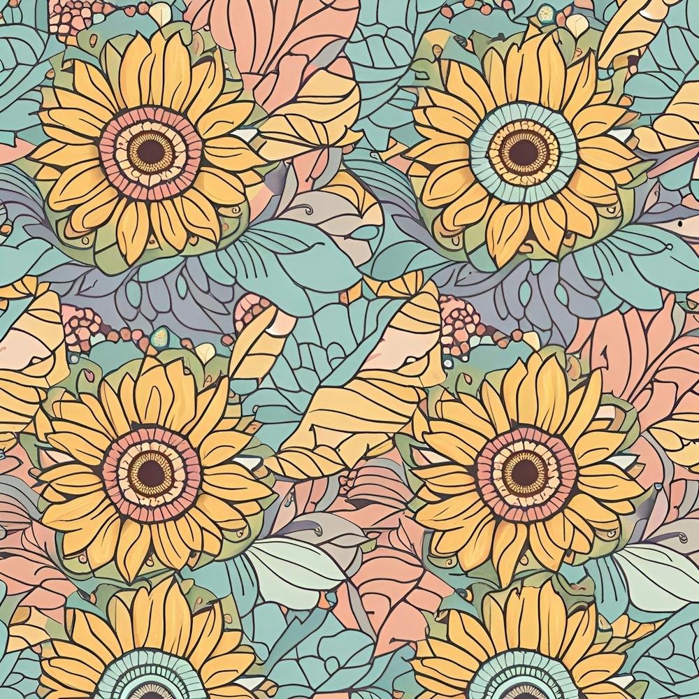 Sunflowers Seamless Pattern