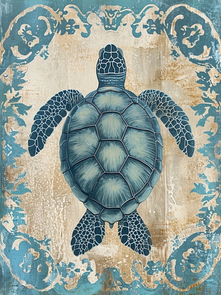 Ornamental Blue Sea Turtle