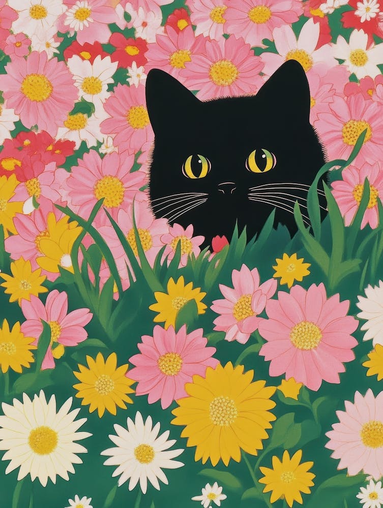 Cat In Daisies