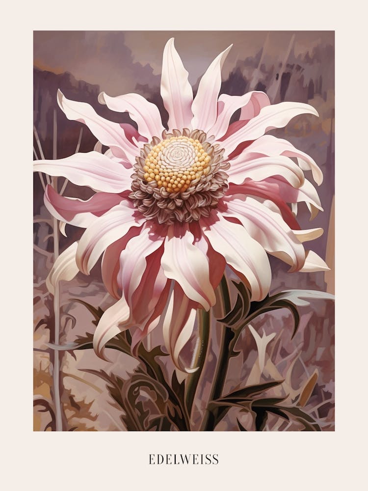 Floral Illustration Edelweiss 1 Poster