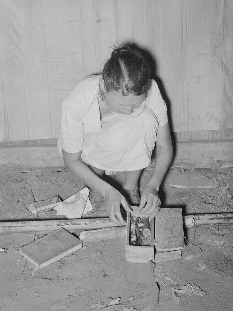 Packing The Little Odds And Ends In Small Box, Preparatory For Leaving For California From Muskogee, Oklahoma