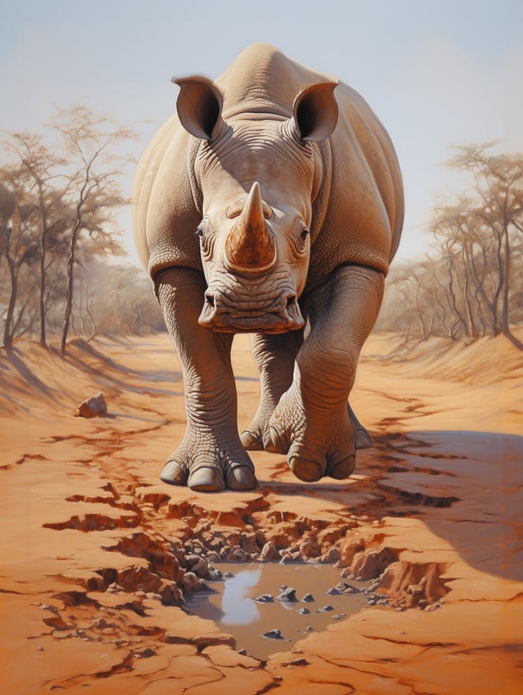 Rhinoceros Muddy Foot Prints Realism 2
