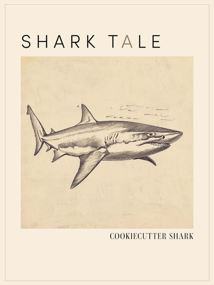 Cookiecutter Shark Vintage Illustration 4 Poster