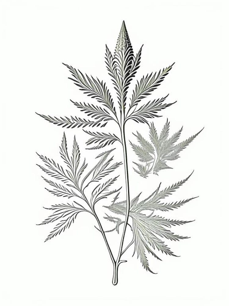 Hemp Herb William Morris Inspired Line Drawing 3