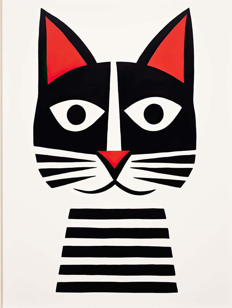 Cubist Cat Compositions: Minimalist Whiskered Artistry