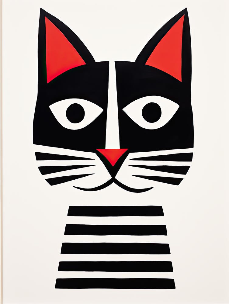 Cubist Cat Compositions: Minimalist Whiskered Artistry