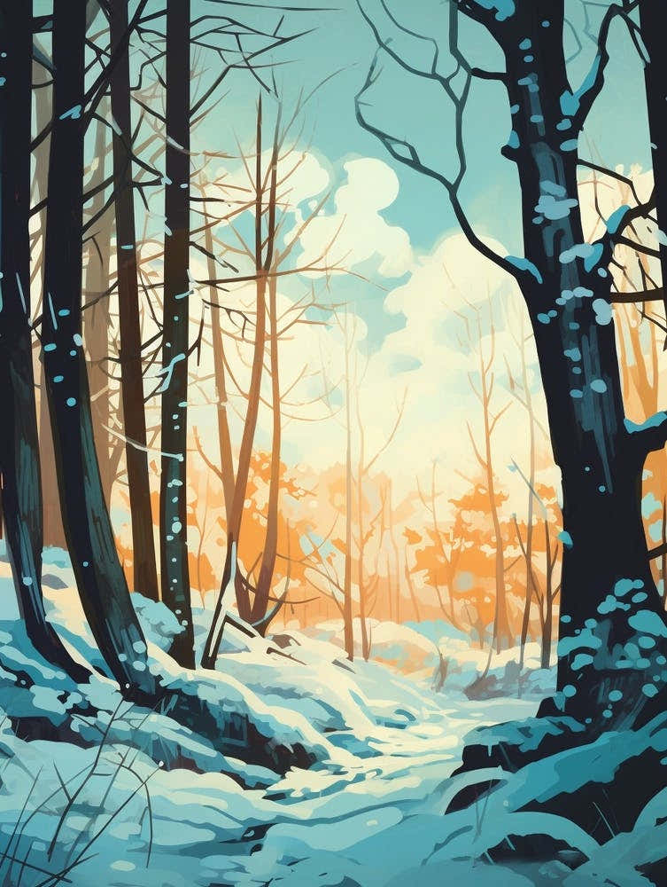 Winter Forest Landscape Illustration 3