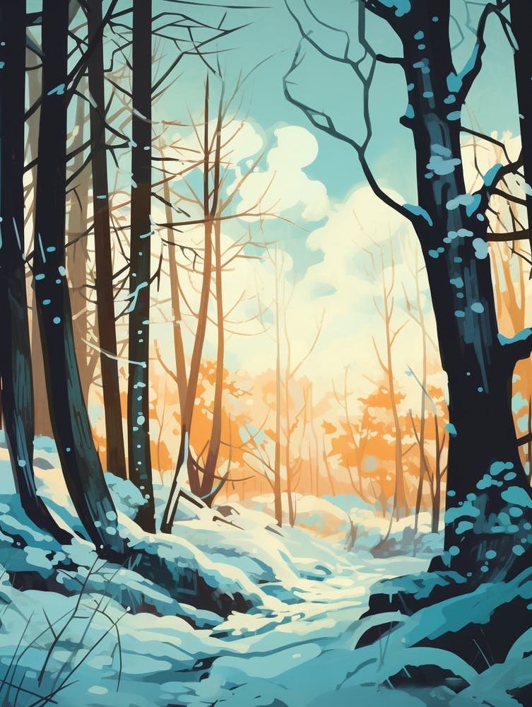Winter Forest Landscape Illustration 3