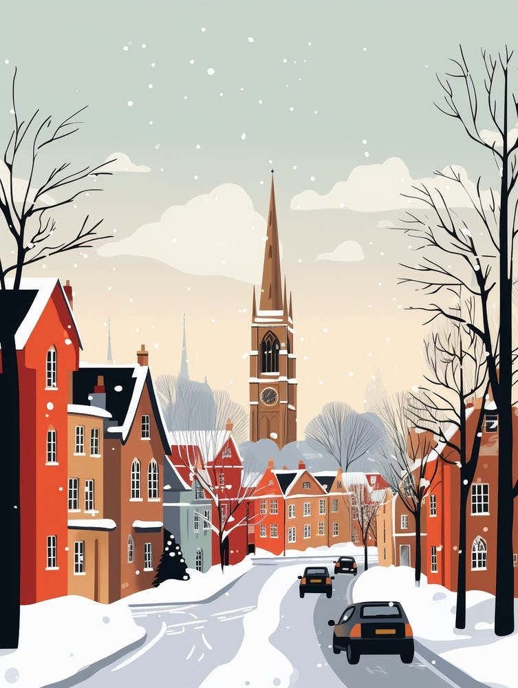 Retro Winter Illustration Bristol United Kingdom