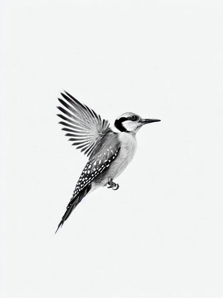 Woodpecker B&W Pencil Drawing 3 Bird