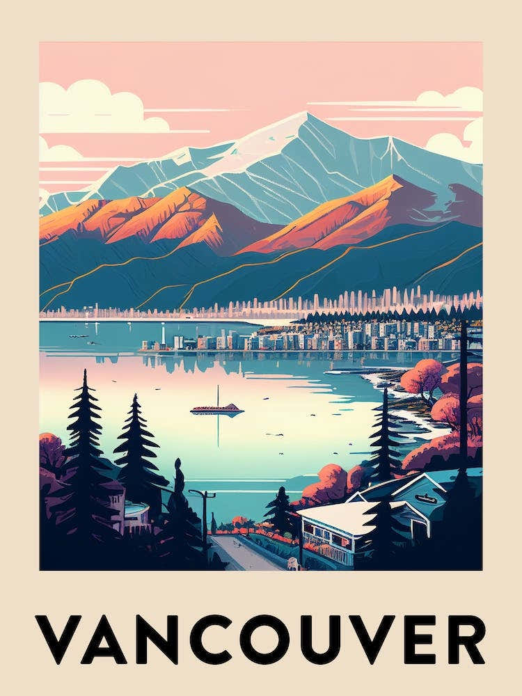 Vancouver 3 Vintage Travel Poster